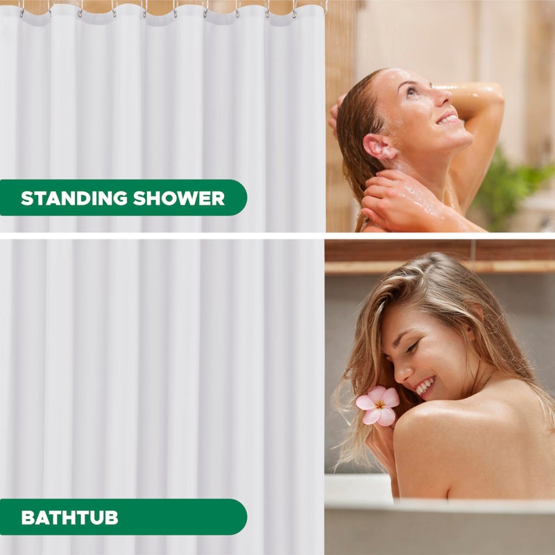 Biscaynebay Extra Long Fabric Shower Curtain Liners 72 Inch Width by 84 Inch Length, White Water Resistant Bathroom Curtains, Rust Resistant Grommets Top Weighted Bottom Machine Washable - Image 5